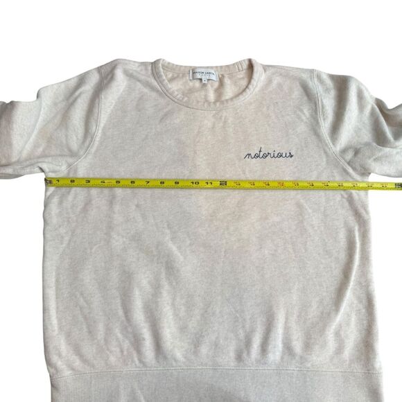 Maison Labiche M Notorious Embroidered Crewneck Sweatshirt‎ Beige Navy Cotton - Picture 6 of 7